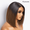 Bob Curly Wig with Bangs Black #4/27 Color 200% Density