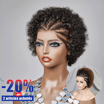 Pré-tresse Patron Mature Boucle Afro 3 Couleur 13x4 Dentelle Bob Perruque Cheveux