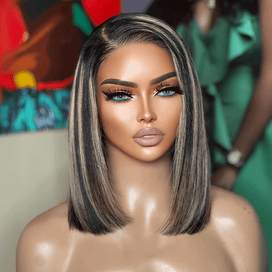 L'Élégance Sans Effort Glueless Couleur Highlight 7x4 Nœuds Blanchis Capuchon Réglable Perruque Sans Colle