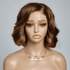 Boss Mature Ondulé Couleur Marron Ombre Bob 4x4 Dentelle Minimaliste Perruque Cheveux Humains