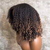 4x4 Glueless Brun Ombré 4C Edeges Perruque Bob Sans Colle Avec Bouclé 250% Densité