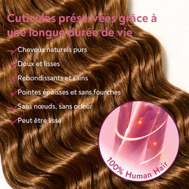 Extensions De Cheveux Humains Bouclés Profonds Couleur Auburn Moyen #30 Pour Tressage Bohème