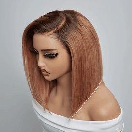 Séparation Libre Glueless 13×4 Bob Ombre Gingembre Lisse Perruque Sans Colle