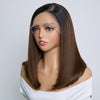 Perruque Bob Ombré Glueless 9x6 Racines Noires & Dégradé Marron Super Double Drawn Sans Colle