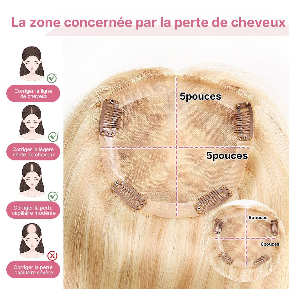 Postiche Top Piece Balayage 18/613 Complément capillaire Dentelle 5x5 Coupe Dégradée Fluide (Non Perruque)