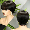 Allure Chic Perruque Pixie Châtain Foncé/99J/Noir/Brun Glueless 100% Cheveux Humains
