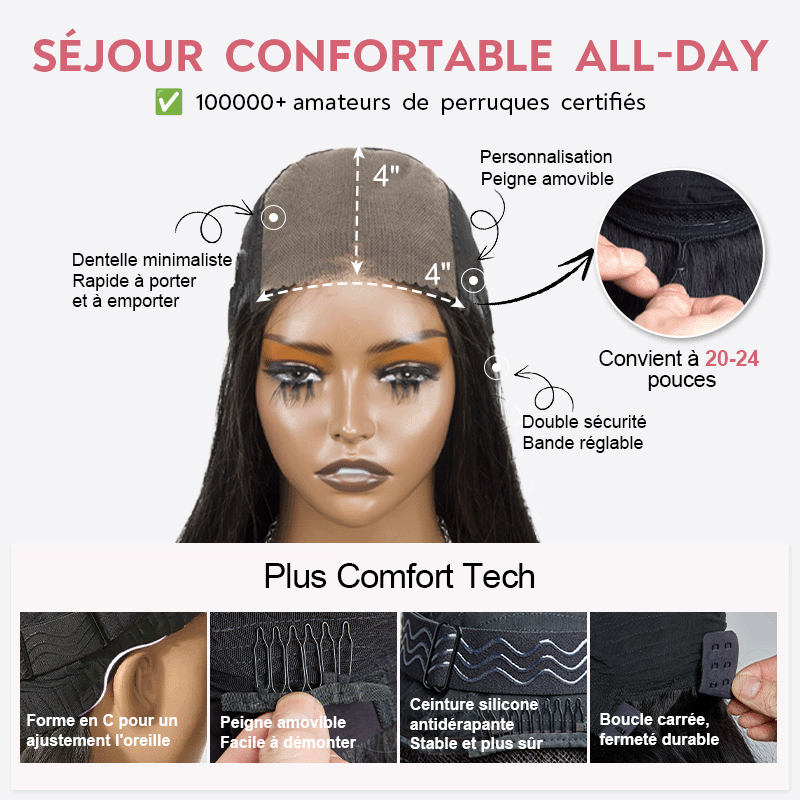 Glueless Brun Chocolat Bob 4x4 Perruque Sans Colle Wear Go Lisse Cheveux Humains