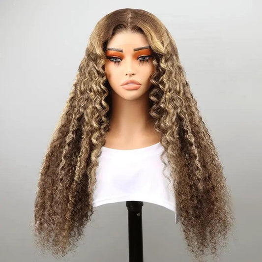 4x4 Édition Limitée Perruque Lace Frontal Couleur Mélangé #4/27 Bouclé Cheveux Humains - SHINE HAIR