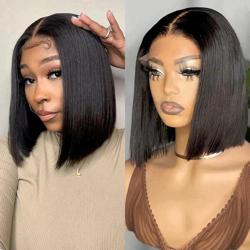 4x4 Lace Closure Straight Bob Perruque Humain Cheveux 200% Densité - SHINE HAIR