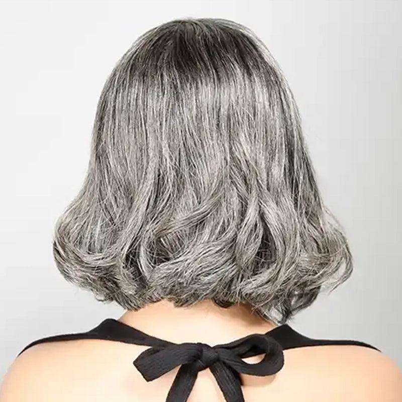 4x4 Sel & poivre Coloré Lace Closure Ondulé Bob Perruque Humain Cheveux - SHINE HAIR