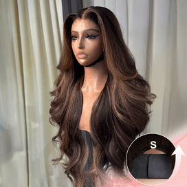 Glueless Couleur Highlight Burn Wear & Go 4x4 Perruque Sans Colle Body Wave 250% Densité