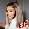 𝑩𝒖𝒚 1 𝑮𝒆𝒕 1 𝑭𝒓𝒆𝒆💥Facile à Porter 3 Secondes Glueless 13x4 Couleur Gris Thé Au Lait Perruque Bob Sans Colle Lisse