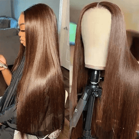 Texture Parfaite Glueless 13x4 Perruque Sans Colle Couleur Brun Chocolat Straight Cheveux Humains