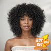 𝑩𝒖𝒚 1 𝑮𝒆𝒕 1 𝑭𝒓𝒆𝒆💥 Glueless Coupe Loup Hirsute Bob Perruque Courte Afro Bouclée Sans Colle Avec Franges