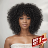 𝑩𝒖𝒚 1 𝑮𝒆𝒕 1 𝑭𝒓𝒆𝒆💥 Glueless Coupe Loup Hirsute Bob Perruque Courte Afro Bouclée Sans Colle Avec Franges