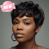 4 𝑭𝑶𝑹 €89🔥Coupe Pixie 13x4 Dentelle Lisse+Pixie Cut Bouclés Avec Frange+Highlight Pixie Bob Lisse+Coupe Pixie Avec Ondulation De L'eau Perruque