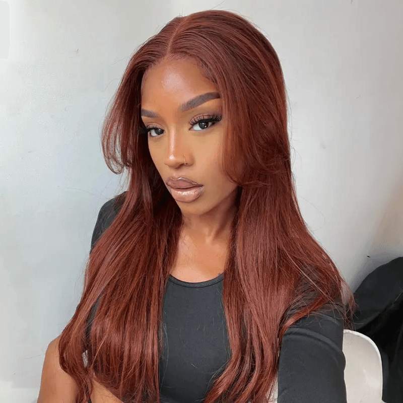 7x5 Glueless Upgraded Bleached Knots Chestnut Brown Straight