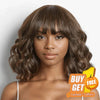 𝑩𝒖𝒚 1 𝑮𝒆𝒕 1 𝑭𝒓𝒆𝒆💥 Glueless Mignon Couleur Marron Loose Wave Perruque Bob Sans Colle Avec Franges