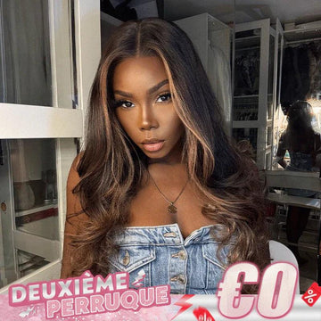 𝟐ᵉ 𝐩𝐞𝐫𝐫𝐮𝐪𝐮𝐞 𝐚̀ 𝟎€🔥Glueless Luxe Couche 13x4 Highlight Perruque Sans Colle Ondulé Cheveux Humains Wear Go 250% Densité