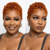 Perruque Full Lace Pixie Cut Afro Boucles Réglable Noir Blond miel Style Minimaliste