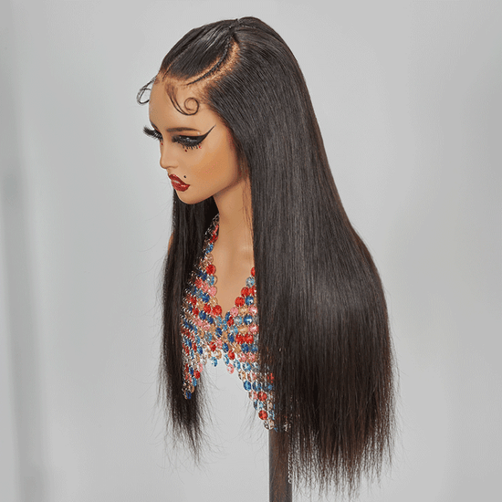 13x4 Dentelle La Mode Perruque Pré Tressée Cheveux Humains Lisse - SHINE HAIR