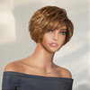 Glueless Couche Sans Nœuds Couleur Blonde Miel 7x4 Perruque Coupe Pixie Sans Colle