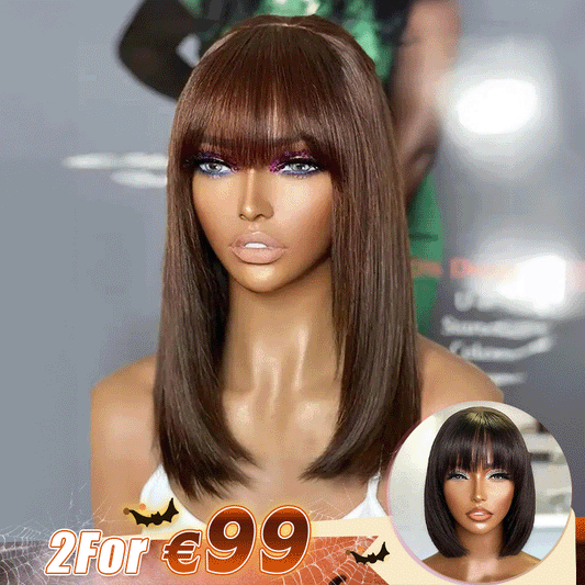 2 𝑭𝑶𝑹 €99🔥 Glueless Pour Débutants Supérieure Sans Effort Perruque À Franges 8" 200% Densité