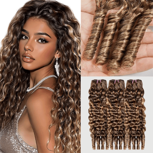 Extensions De Cheveux Boucles Birmans Couleur Highlight 100% Naturels Tissage Brut Non Traité