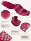 9 Pièces Extensions De Cheveux à Clipser 99J Bordeaux En Cheveux Naturels 125 g