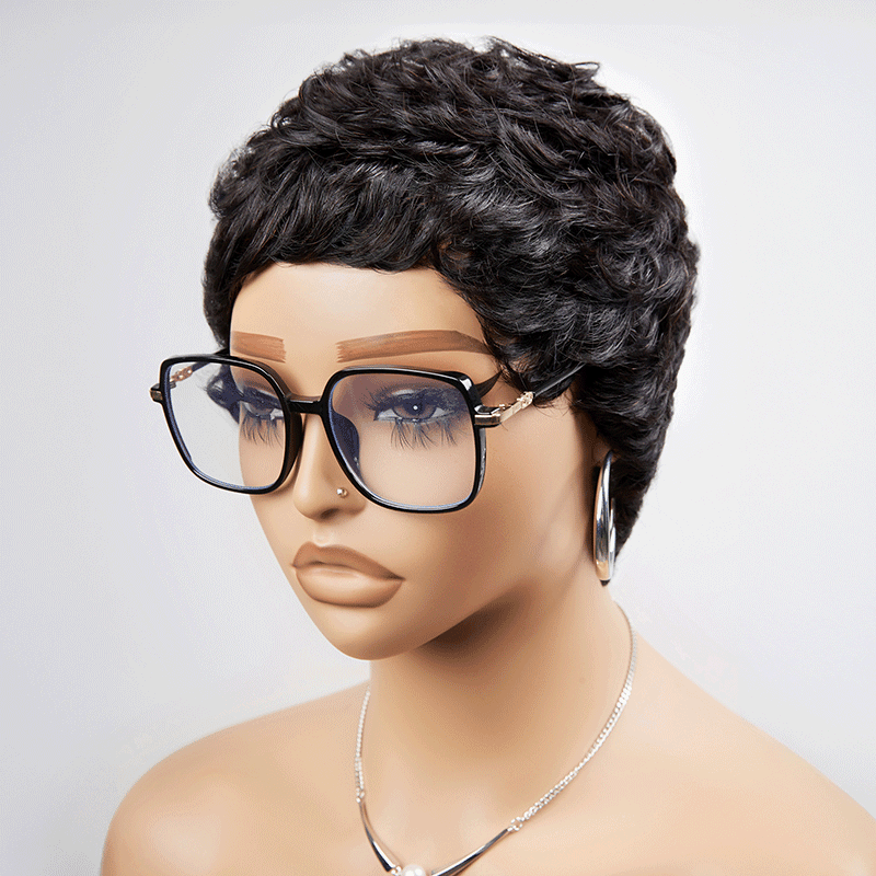 Patron Mature Coupe Pixie Avec Ondulation De L'eau Glueless Bob Perruque
