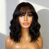 Naturelle & Intemporel Glueless Bob Perruque Sans Colle Ondulé Avec Frange Cheveux Humains