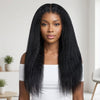 🔥𝘿𝙀𝙍𝙉𝙄𝙀̀𝙍𝙀 𝙐𝙉𝙄𝙏𝙀́ Perruque 13x4 Kinky Straight HD Lace Noir Naturel 20" Finitions Dégradées & Effilées