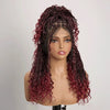 Perruque Tressée Bohème Couleur Ombre 99J En Dentelle Intégrale Avec Cheveux Bébé Synthétique 300% Densité