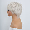 Perruque Pixie Bob Lisse Blanc Argenté Glueless Sans Colle 100% Cheveux Humains