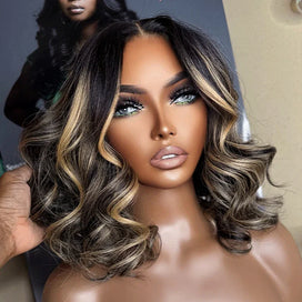 Glueless Couleur Blond Highlight 5x5 Capuchon Réglable Perruque Sans Colle Loose Wave