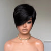Perruque Pixie Dégradée Courte Glueless avec Frange de Côté Asymétrique Noir