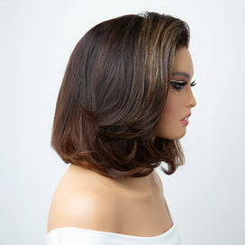 Bob Miel Balayage 7x4 Sans Colle Raie sur le Côté Définie Pose Instantanée Qualité Premium