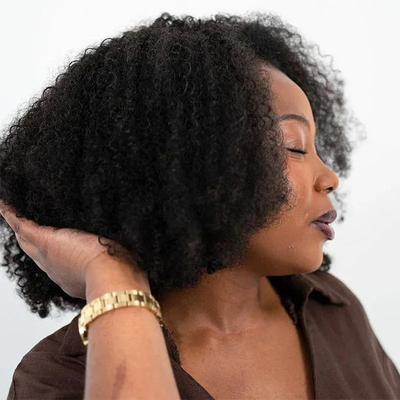 Populaire Glueless Nœuds Pré-blanchis Kinky Curly 4x4 13x4 Perruque Sans Colle 250% Densité