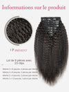 9 Pièces Kinky Straight Extensions De Cheveux à Clipser Noir En Cheveux Naturels 125g