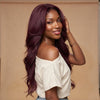 𝐏𝐫𝐞̂𝐭 𝐞𝐧 𝟐𝟒𝐡⚡Perruque Longue 26" Body Wave 9x6 Dentelle Bordeaux Densité de 250 % Coupe Affinante Glueless