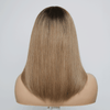 Ready to Wear Glueless Couleur Ombre Thé Lait Dégradé Lisse Perruque Sans Colle Bob Avec Frange