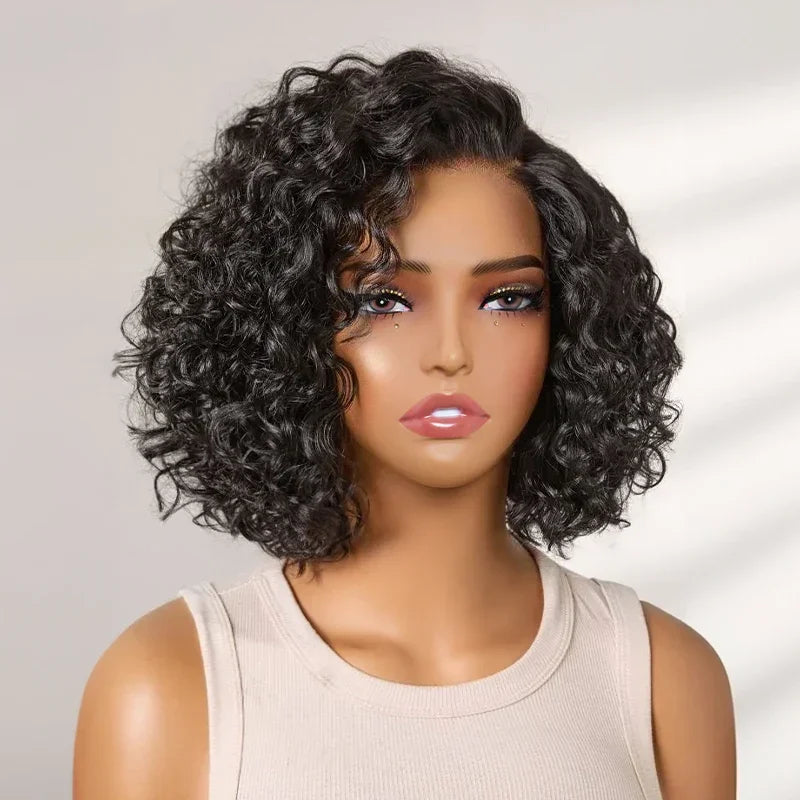 Glueless Couleur Mèches Blondes & Noir Naturel 5x5 Wear Go Perruque Sans Colle Bouclé