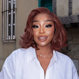 Glueless Couche Parting Free 5x5 Marron Bob  Perruque Sans Colle 250% Densité