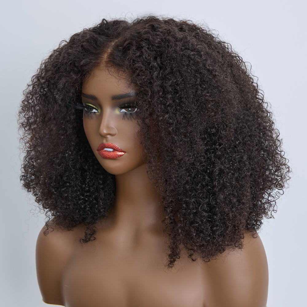 Glueless Bob Bouclé Dégradé 4x4 Sans Colle Look Volumineux Naturel Pose Instantanée
