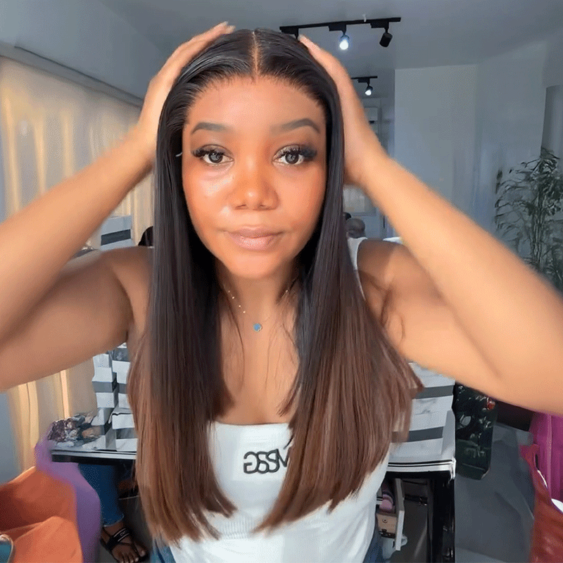Glueless Mèches Brun Couleur 13x4/4x4 Perruque Sans Colle Cheveux Humains Lisse