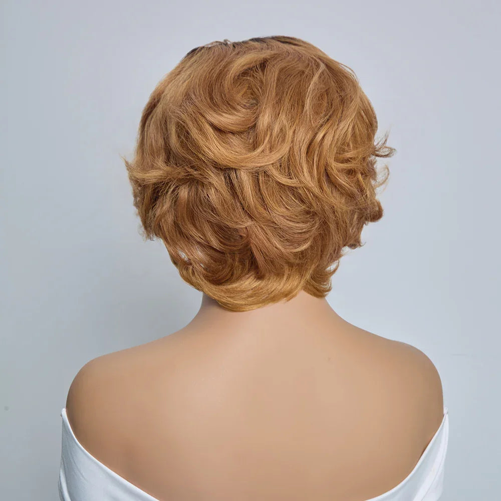 4x4 Légèrement Ondulé Raie Sur Le Côté Glueless Sans Colle Perruque Short Bob Wavy