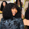 Bob Kinky Curly 300% Densité Avec Frange Perruque Glueless 100% Cheveux Humains