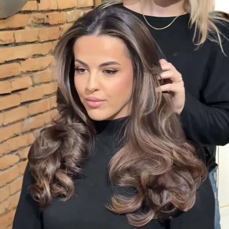 Glueless Couche Couleur Highlight 13x4 Wear Go Perruque Sans Colle Body Wave 250% Densité