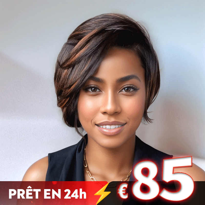 𝐏𝐫𝐞̂𝐭 𝐞𝐧 𝟐𝟒𝐡⚡Glueless Tendance Couleur Highlight 7x4 Perruque Bob Sans Colle Lisse