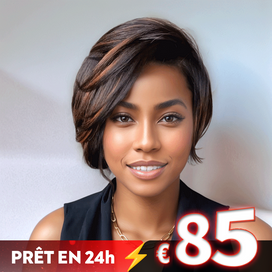 𝐏𝐫𝐞̂𝐭 𝐞𝐧 𝟐𝟒𝐡⚡Glueless Tendance Couleur Highlight 7x4 Perruque Bob Sans Colle Lisse